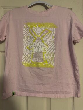 Dutch Bros Light Pink Tee with Yellow & White Graphic